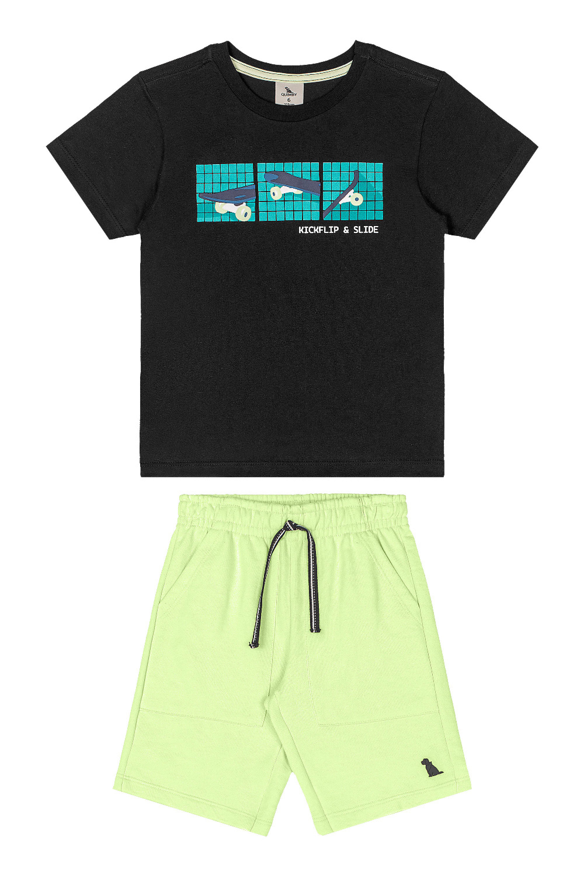 Conjunto Infantil Camiseta Skate e Bermuda (Preto) Quimby - Imagem 32